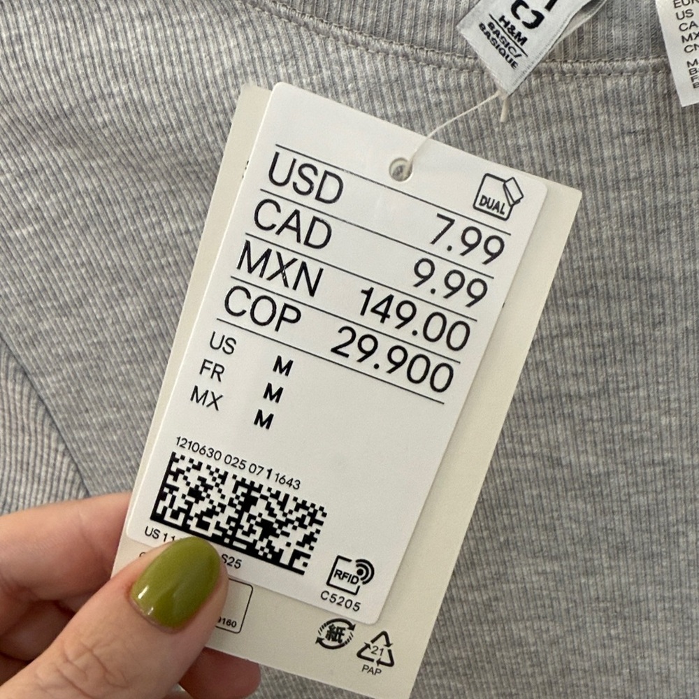 Gray Ribbed H&M T-Shirt - Picture 3 of 4